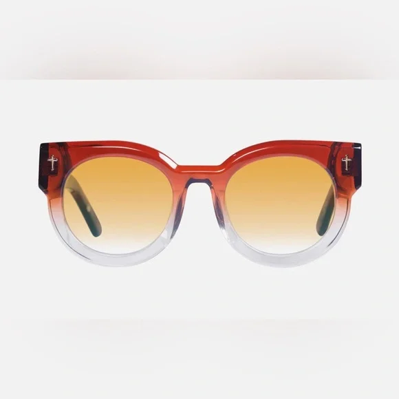 NWT Valley Eyewear Red to Clear Gradient Goth Sunglasses with Amber Lenses 💀🖤