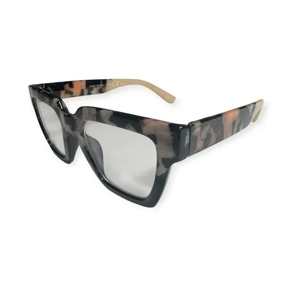 Peepers Take a Bow Tortoise Shell Eyeglasses Blue Light Large Frames Rectangle