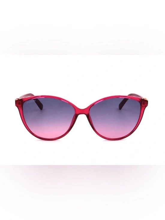 Swarovski Red Cat Eye Frame Sunglasses with Pink-to-Purple Gradient Lenses
