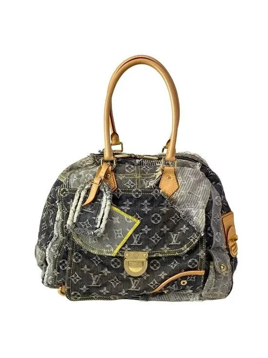 Louis Vuitton Shoulder Bag Monogram Denim Patchwork Bowie Black