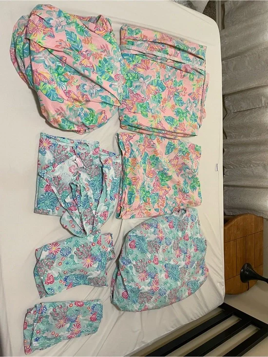 Lilly Pulitzer Tropical Floral Sheet Set in Pink, Teal, Green