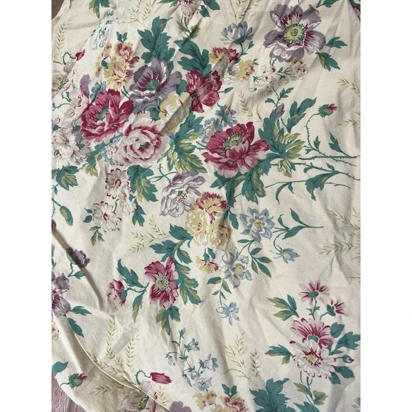 Vintage Ralph Lauren Doeskin Cotton Garden Floral KING Size Fitted Sheet