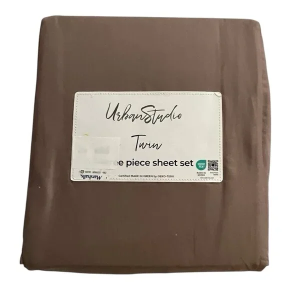 Urban Studio Twin Sheet Set Taupe Brown‎ 100% Microfiber 3PC Neutral Soft