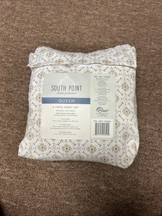 Queen Sheet Set in Cream and Gray Floral