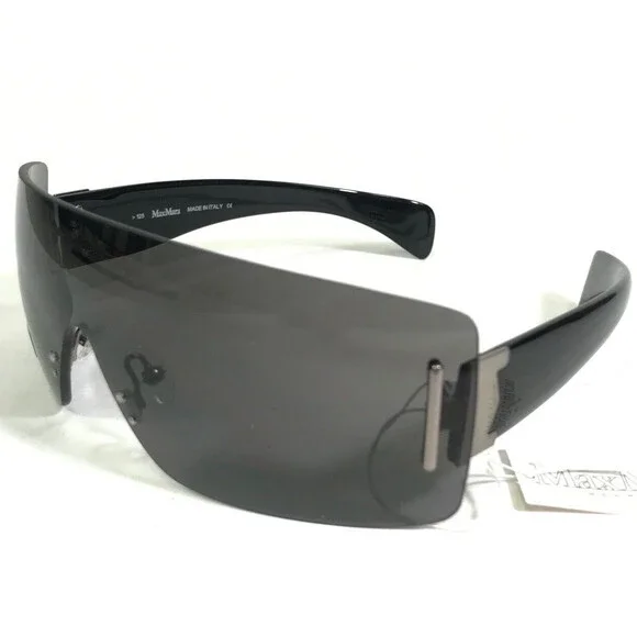 Max Mara Sunglasses MM 617/S 3X9 Black Wrap Frames with Black Shield Lens