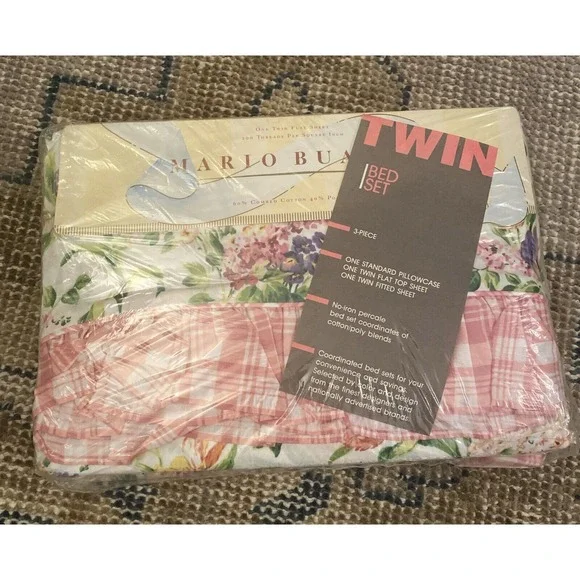 NWT‎ Vtg Mario Buatta Twin Flat Sheet 