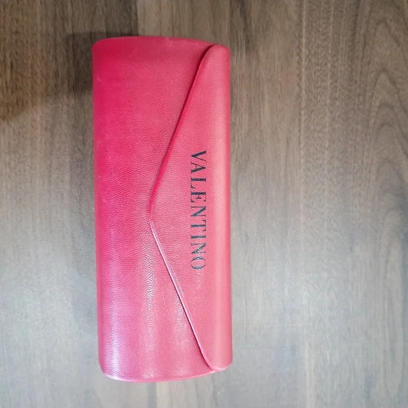 Valentino Maroon Sunglasses Case With Magnetic Snap