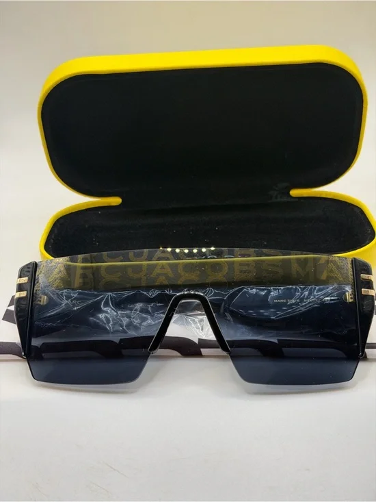 Marc Jacobs Black Shield Sunglasses with Yellow Case