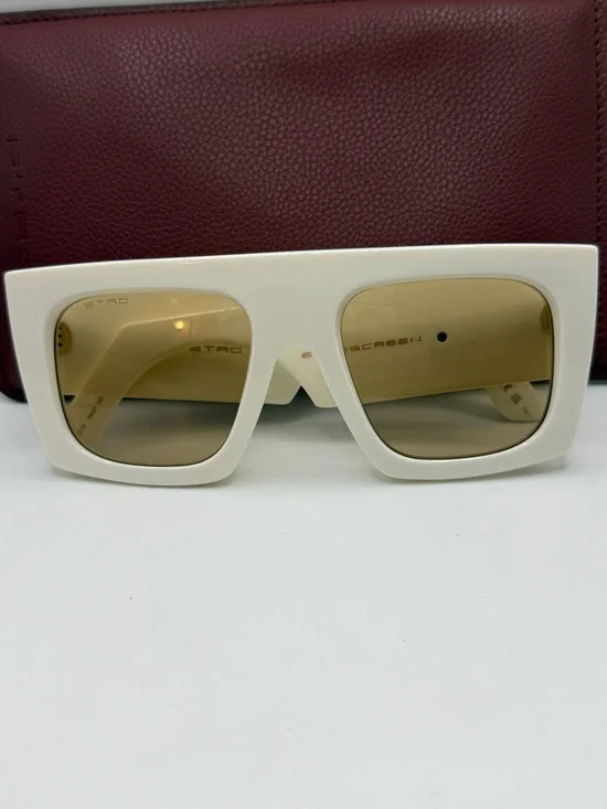 White Oversized Square ETRO Sunglasses with Brown Lenses