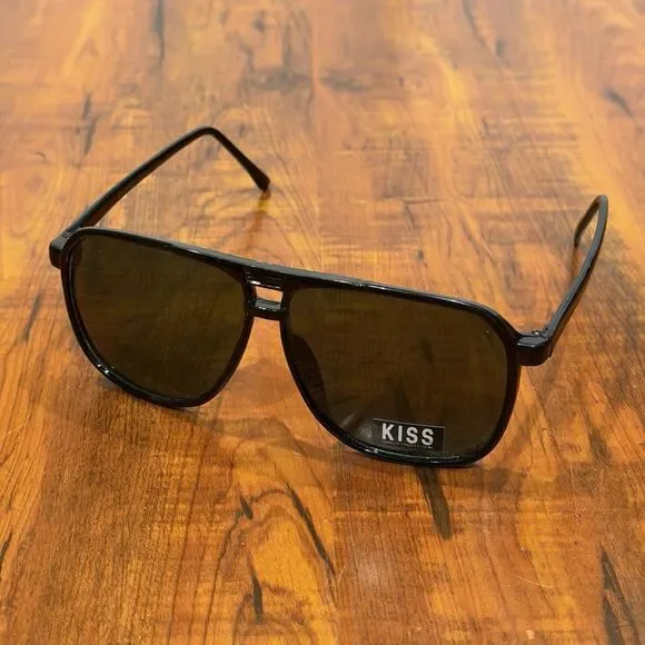 Vintage KISS KS-143HP Black On Black Aviator Style Sunglasses - NOS - New!
