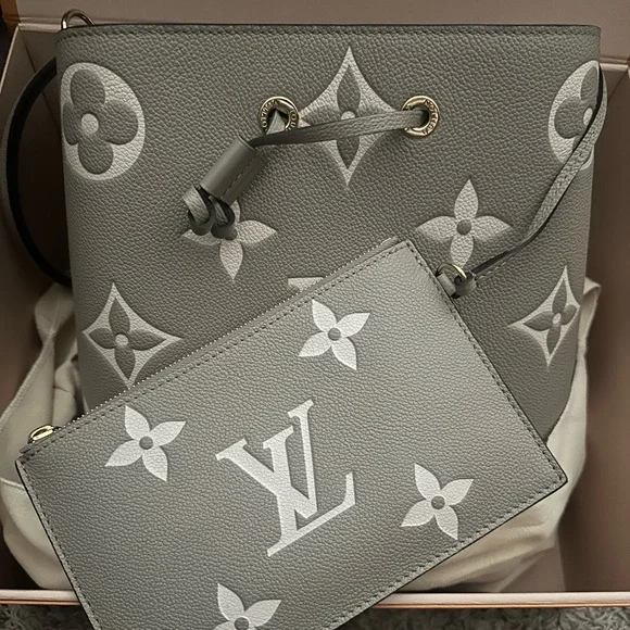 Louis Vuitton Gray Monogram Drawstring Crossbody with Pouch
