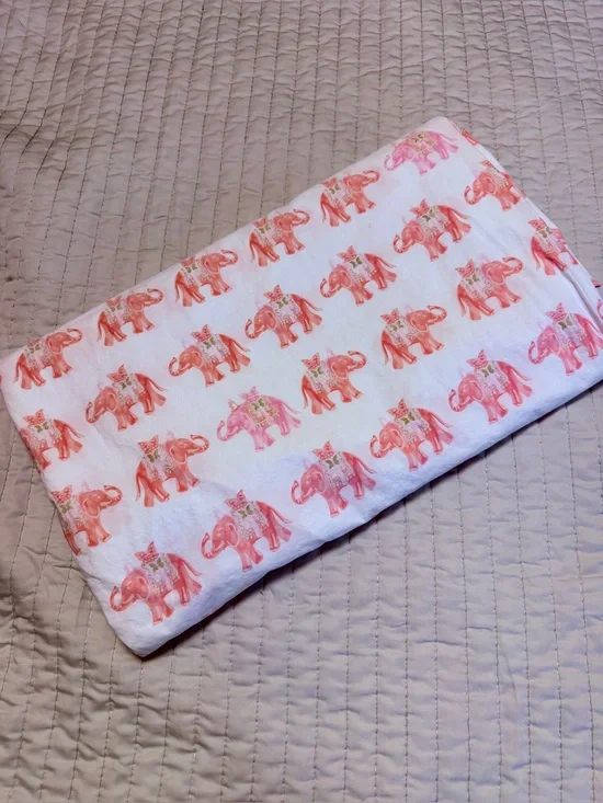 Pottery Barn Kids Stella Elephant Full Flat Sheet Pink Coral Organic cotton