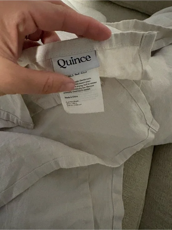 Quince 100% Linen beige Flat Sheet Full