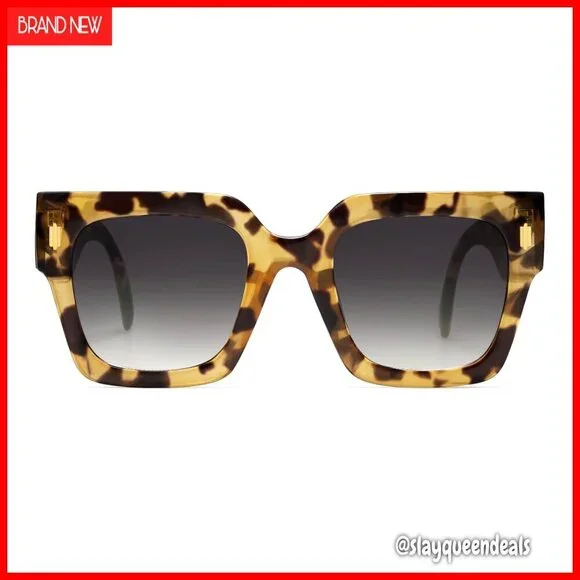 Oversized Square Sunglasses, UV400 Protection, Retro Vintage Style