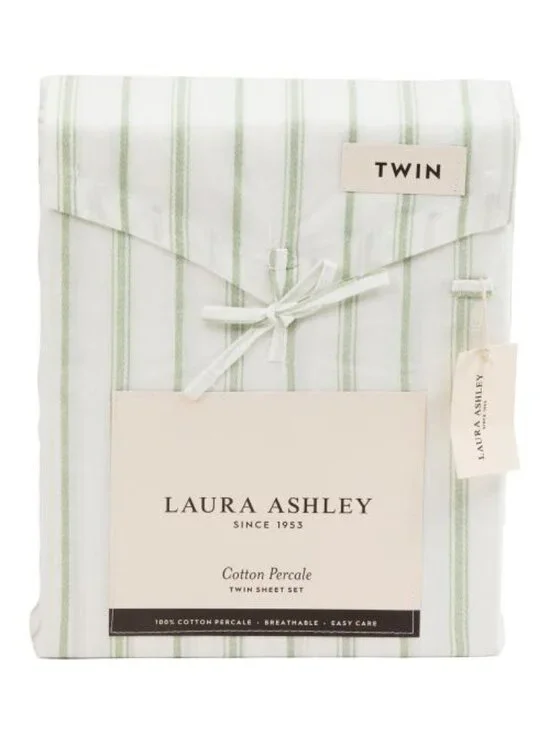 LAURA ASHLEY Cotton Percale Stripe Sheet Set