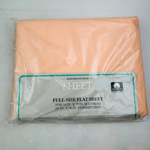 Vintage Sears Matchmate Solid Full Flat Sheet Coral Light Peach Perma-Prest New