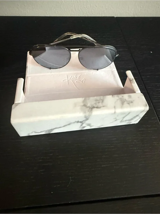 Diff x Khloe Eyewear Silver Aviator Sunglasses with Gray Lenses