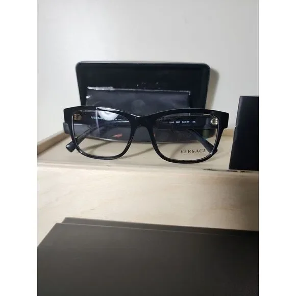 New Authentic Versace 3266 GB1 Eyeglasses Black 55-17 145