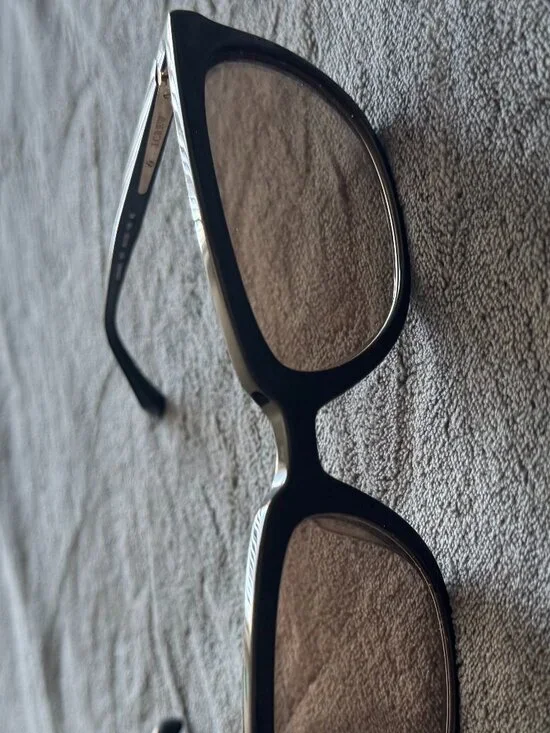 J Crew Black Square Sunglasses Gold Metal Temple Accents