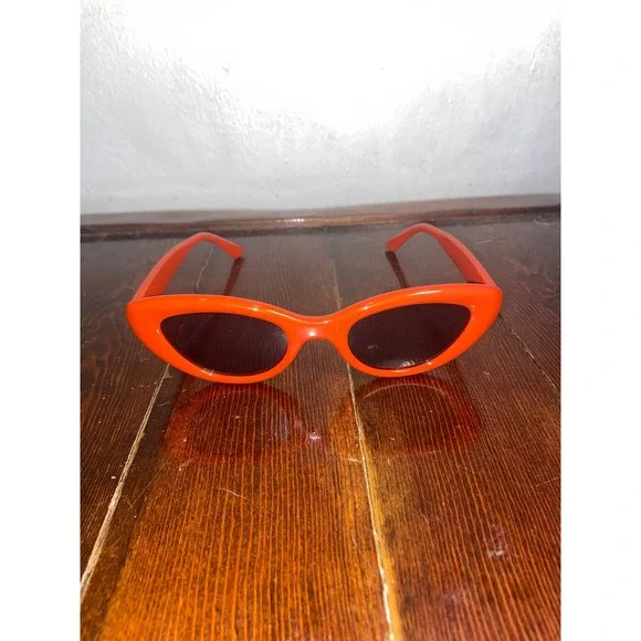 Orange Skinny Cat Eye Sunglasses Retro Vintage Style Contemporary Mod Festival