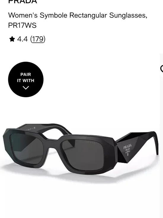 PRADA Black Symbole Geometric Rectangular Sunglasses EUC
