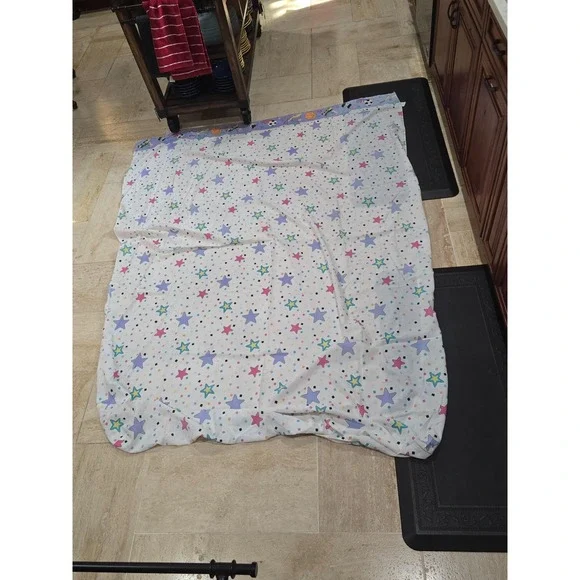 Vtg Walt Disney Minnie Mouse Stars Sports Twin Bed Flat Sheet 2-in-1 Pink Purple