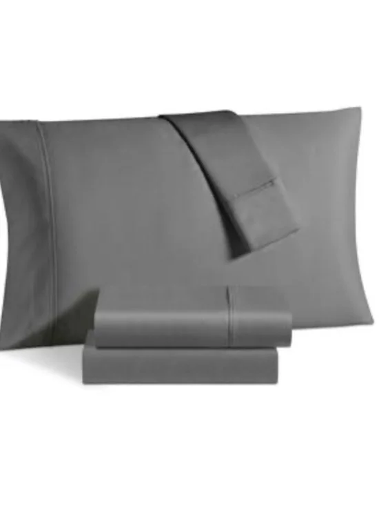 Aspen Solid Sateen 1000 Thread Count 6 Pc. Sheet Set Queen Bedding|Grey|