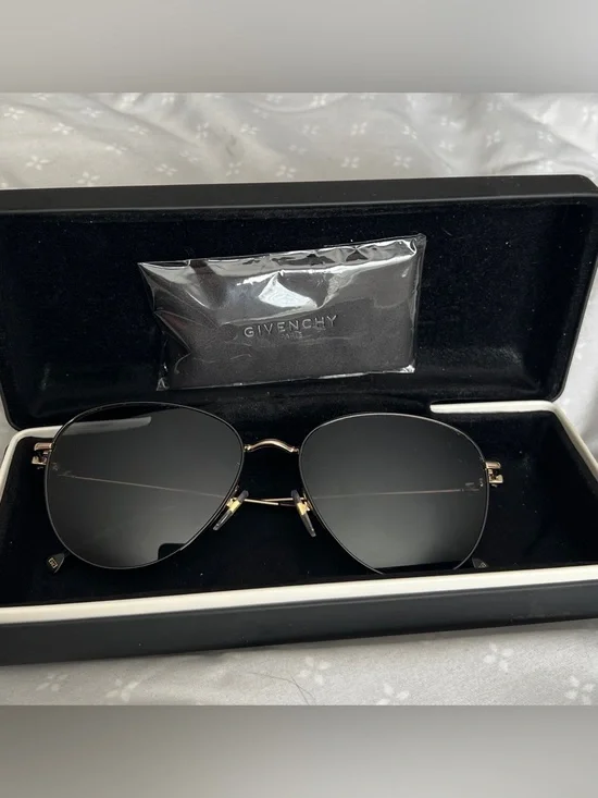 Givenchy Black and Gold Aviator Sunglasses