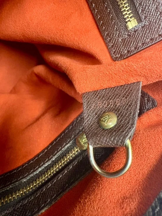 Louis Vuitton Bucket Bag PM Damier Ebene Red Suede Lining