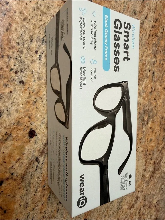 NEW BOX Wireless Smart Glasses - Black Glossy Frame