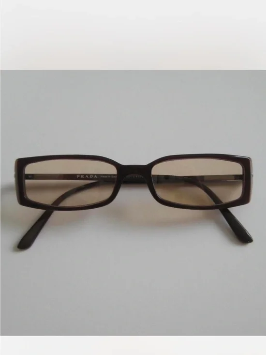 Authentic Prada Rectangular Sunglasses in Dark Brown