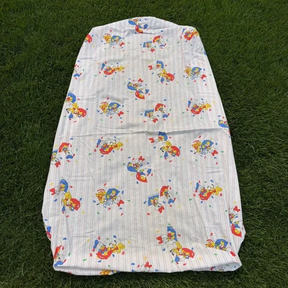 VTG  1984 Dundee Disney Baby Donald Daisy Duck Crib Sheet 100% Cotton USA Made