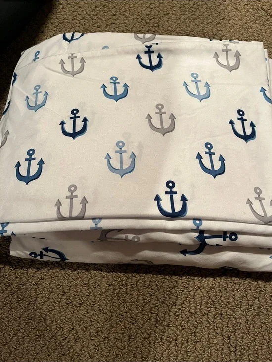 Target Anchor Print Bedding Set - White with Blue & Gray Anchors full size