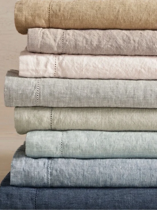 Set/2 POTTERY BARN *Euro* Blue Belgian Linen Pillow Shams