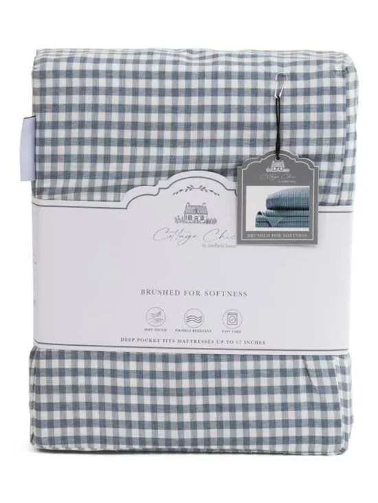 LAUNDRY Blue Gingham Sheet Set