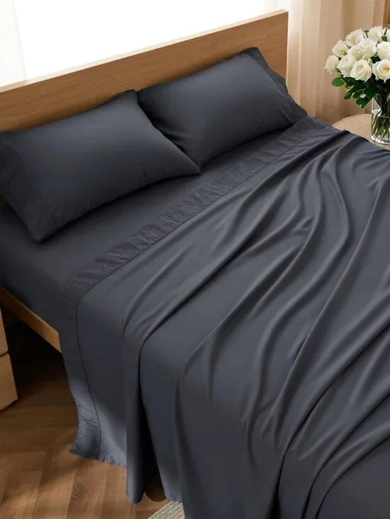 Soft Cooling Queen Sheet Set - 4 Pieces Luxury Microfiber Bedding - Easy Care