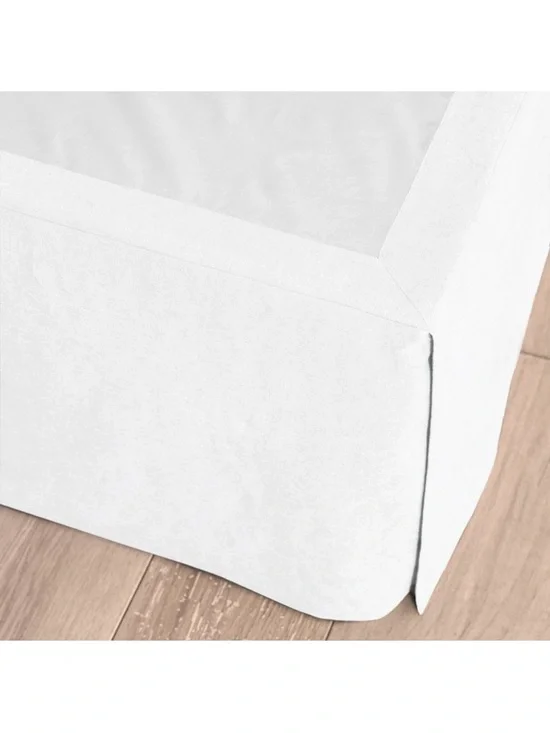 Casaluna King Fresh White Linen Blend Tailored Bed Skirt - Clean Box Pleat