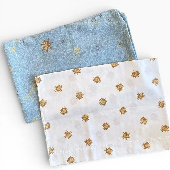 Vintage Y2K 90s Springs Celestial Bedding Twin Flat Sheet & Standard Pillow Case