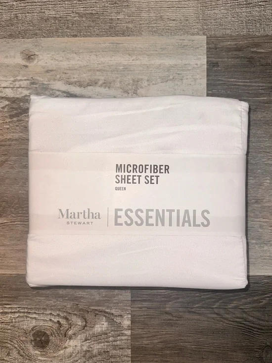 Martha Stewart Essentials White Microfiber Queen Sheet Set