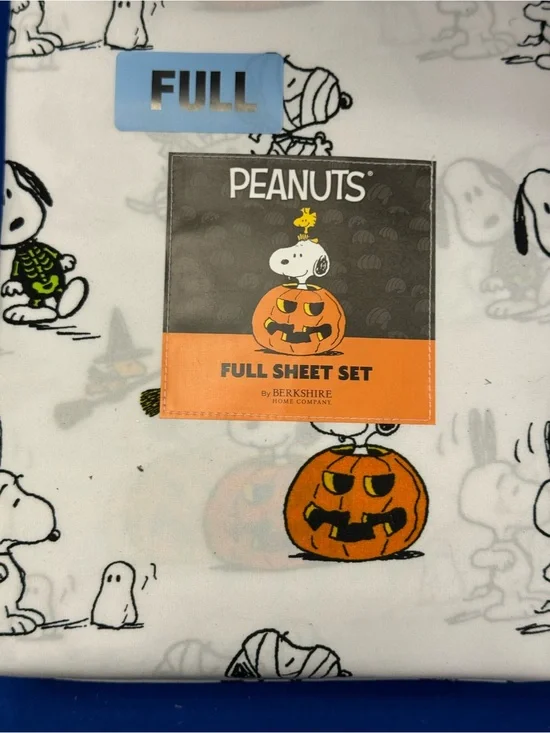 Peanuts Halloween Pumpkin Snoopy Kids Costume Sheet Set - White & Orange