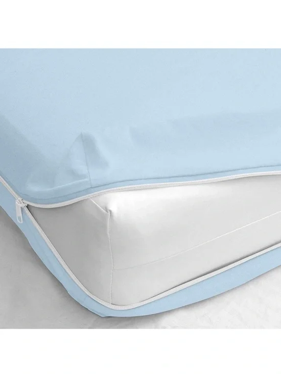 Zipper Fitted Sheet Queen Soft Blue Microfiber 8 inch Deep Pocket Zip Closure A3