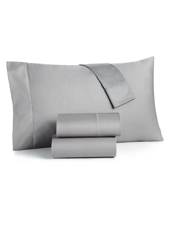 new Charter Club Damask Solid 550 TC 100% Cotton QUEEN Sheet Set in SMOKE
