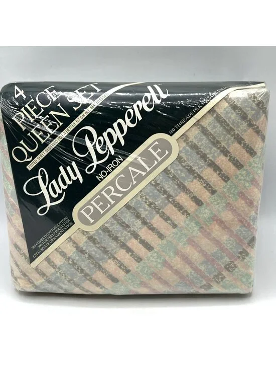 Lady Pepperell Queen Sheet Set Pastel Imprints Flat Fitted Pillowcases