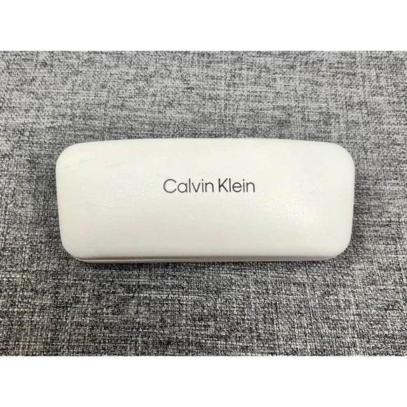 Calvin Klein White Hard Shell Sunglasses Eyeglass Case Black Felt Lining Logo
