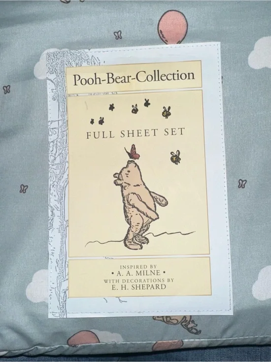 New Pooh-Bear Collection Polyester FULL Sheet Set Winnie-Balloon Pattern