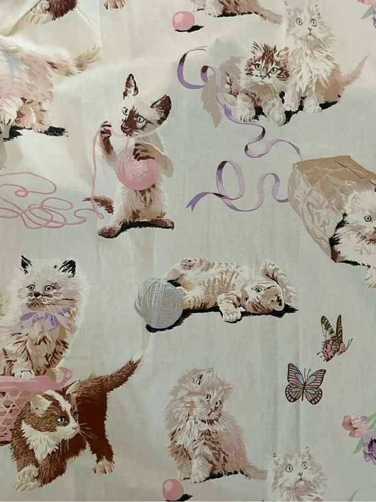 Vintage whimsical cat bedsheets twin