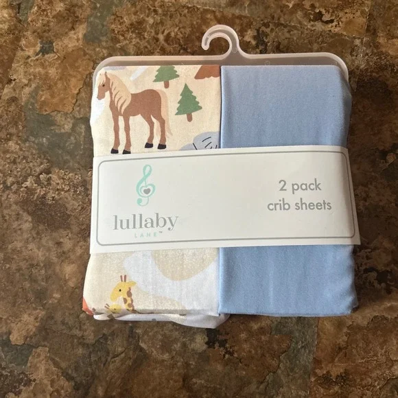 Lullaby Lane 2 Pack Crib Sheets Animal Print 100% Polyester