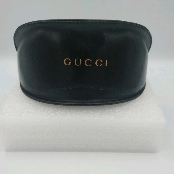 Vtg Gucci Leather Large Sunglasses Case Black Soft Flip Clam Shell Protection