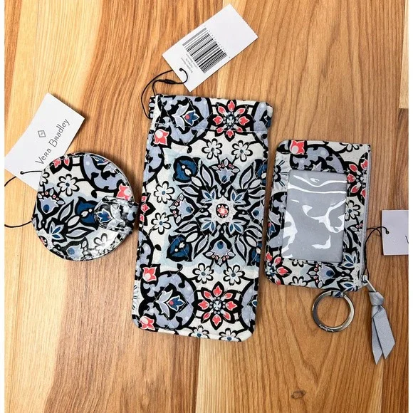 Vera‎ Bradley Sunglass sleeve Lisbon Medallion Mirror and Zip ID Case NWT
