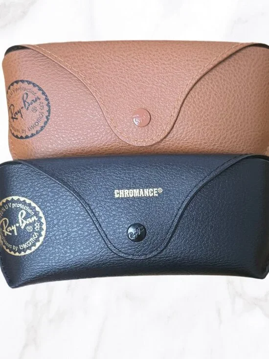 Ray-Ban Chromance (Black) &‎ Standard (Tan) Hard Cases, Pair